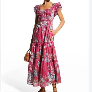 Love The Label Ruffle Tie-back Midi Cotton Dress